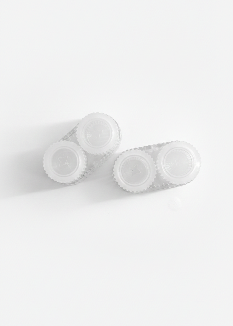 Two clear jade contact lens cases